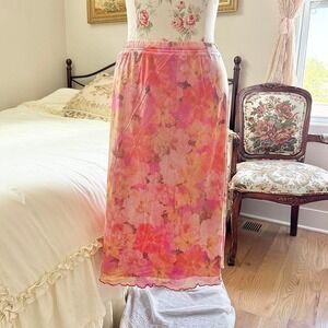 floral fairy skirt  Y2K avenue pink floral mesh midi skirt size 18
